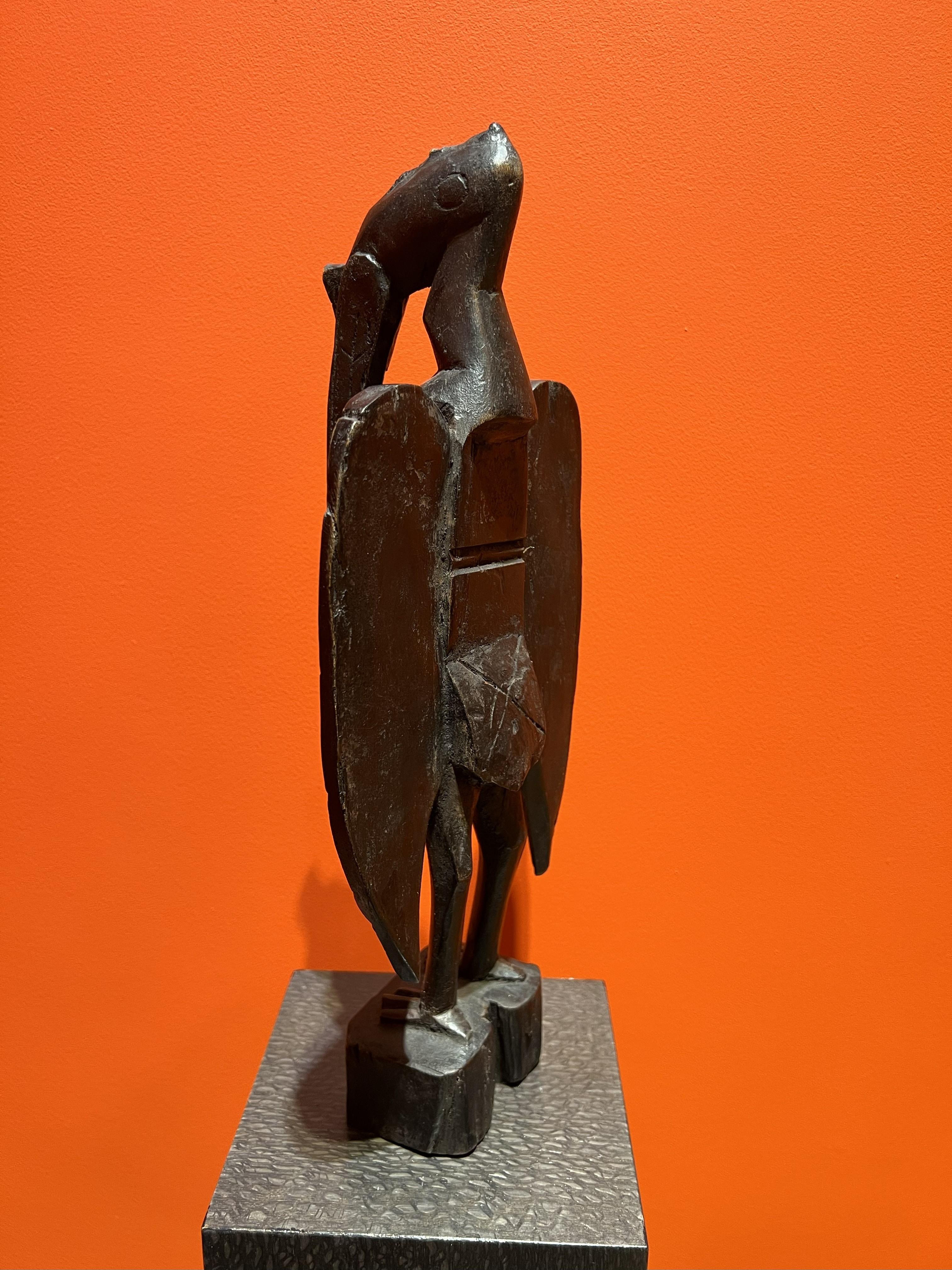 Estatua de Pájaro Senufo o Cálao del Siglo XX Madera Tallada Porpianong África Occidental en venta 2