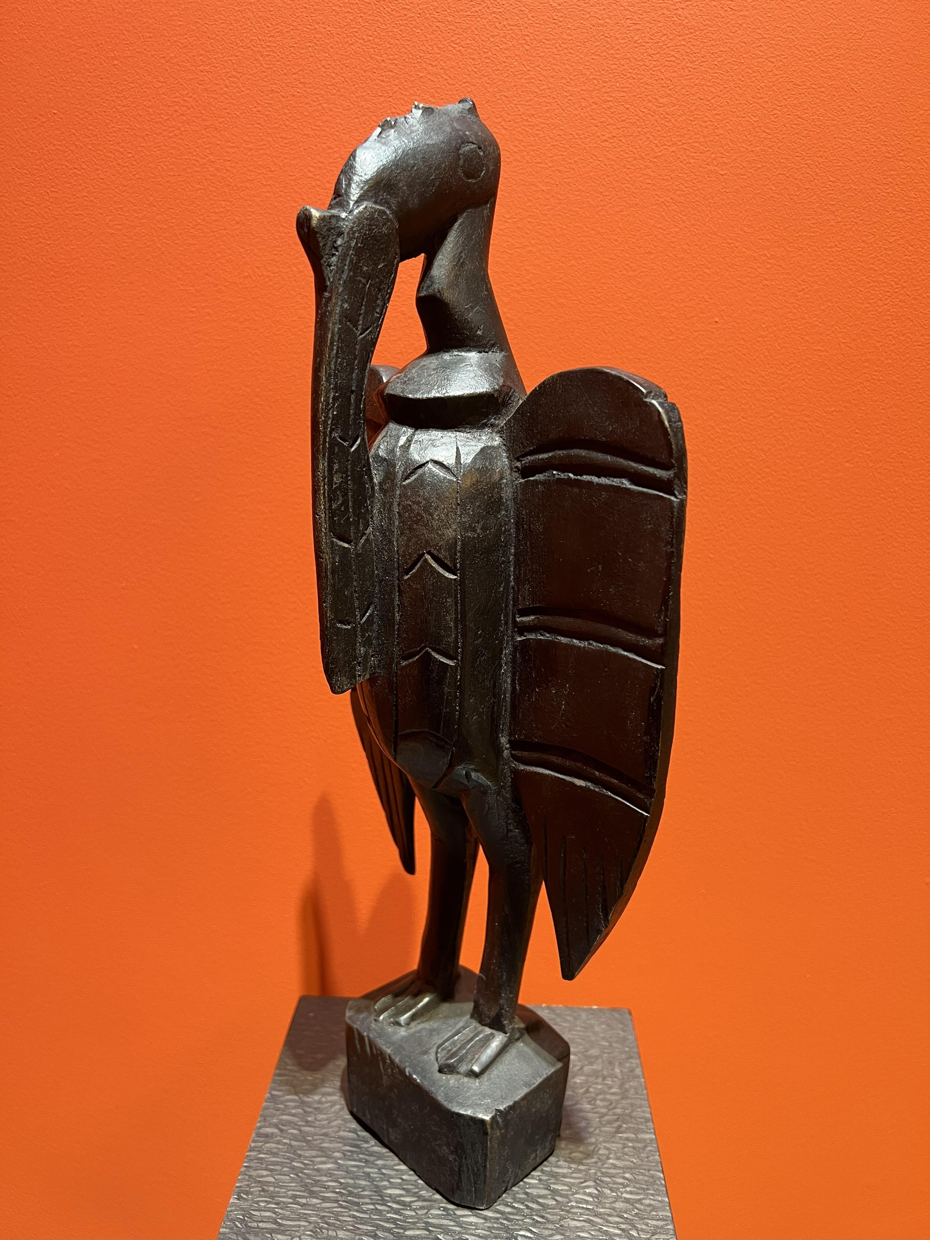 Estatua de Pájaro Senufo o Cálao del Siglo XX Madera Tallada Porpianong África Occidental en venta 3