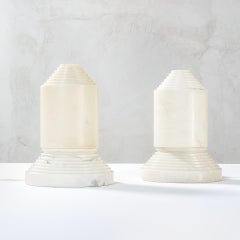 20th Century Sergio Asti Pair of Table Lamps in White Marble, 70s