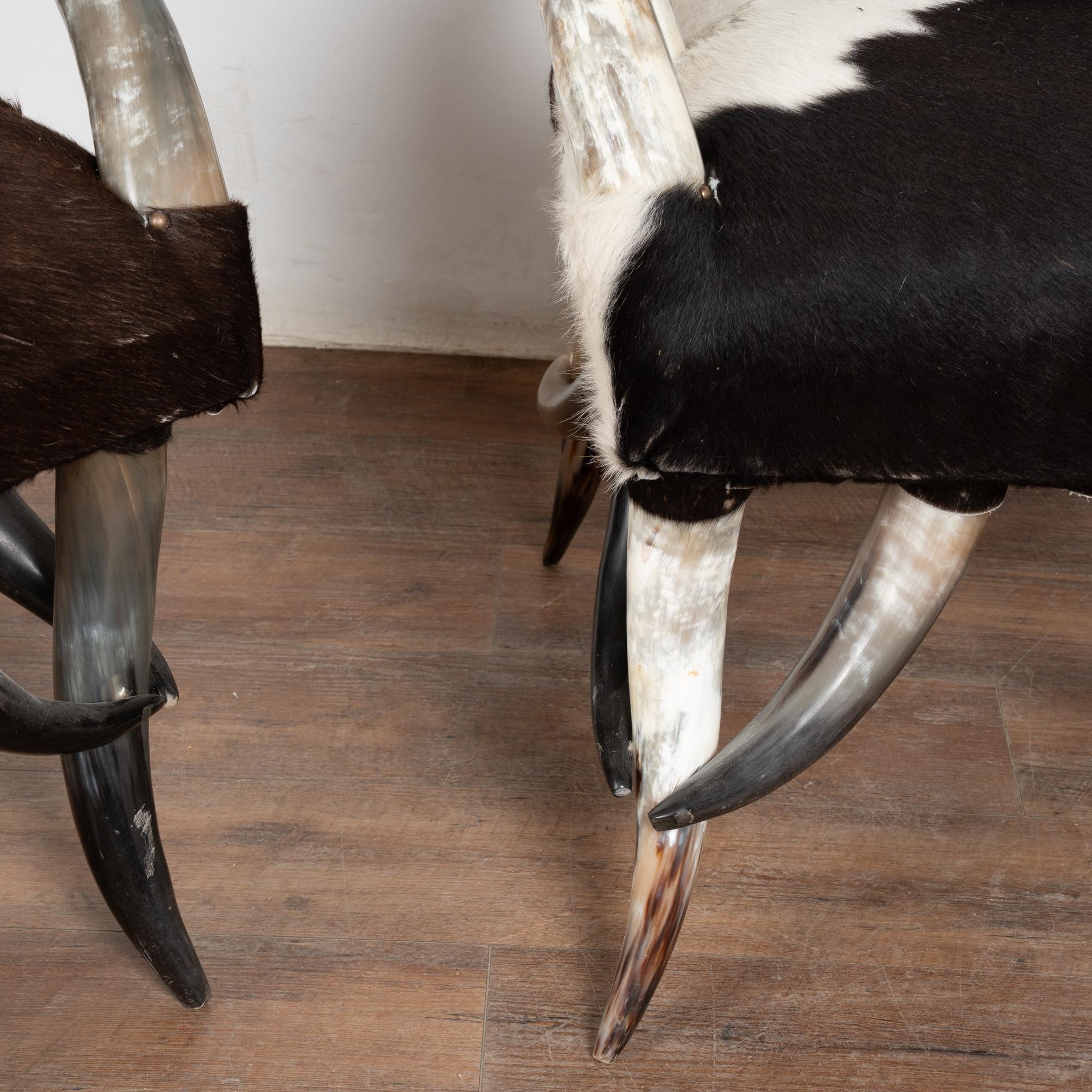 20th Century Set (5) of Horn and Hide Armchairs, Ottomans and Side Table en vente 8