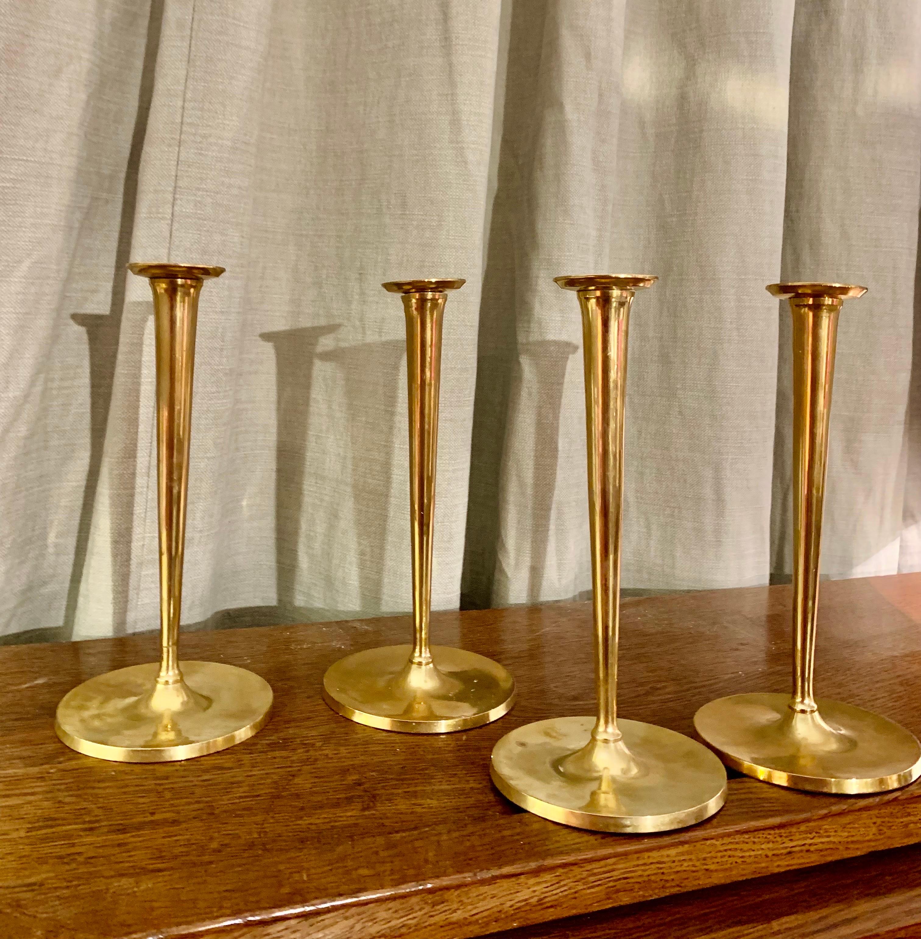20th Century 20th century  Two Set  Brass Candlesticks Trumpet Shape  For Sale