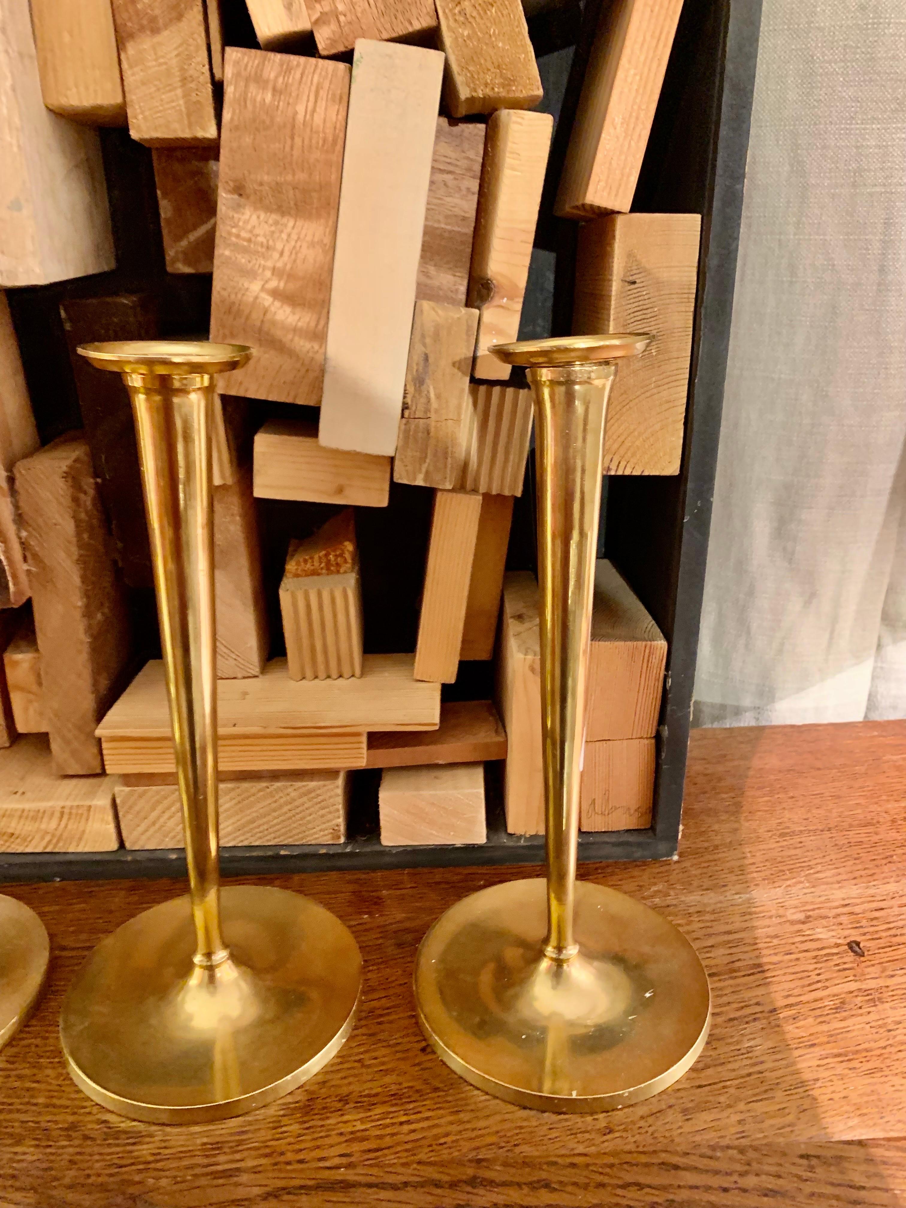 20th century  Two Set  Brass Candlesticks Trumpet Shape  For Sale 2