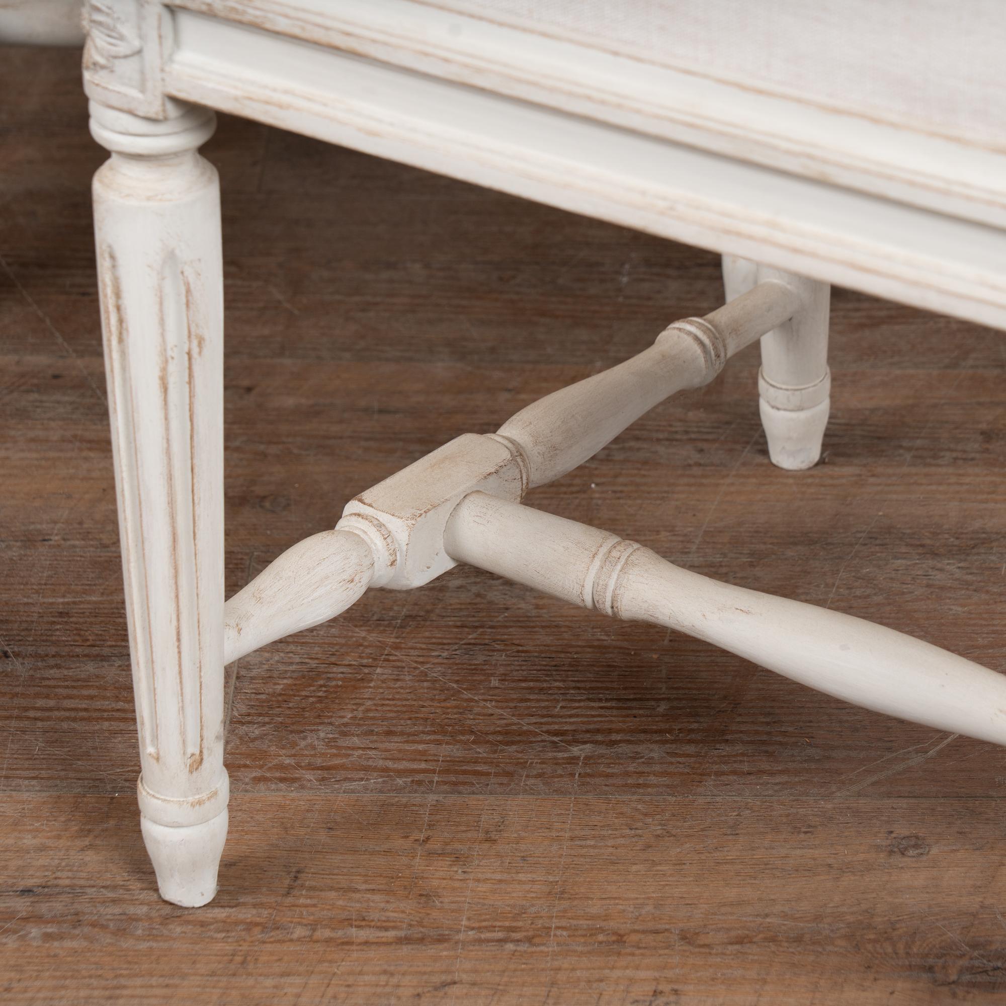 20th Century Set of 10 Swedish White Gustavian Style Dining Chairs For Sale 7