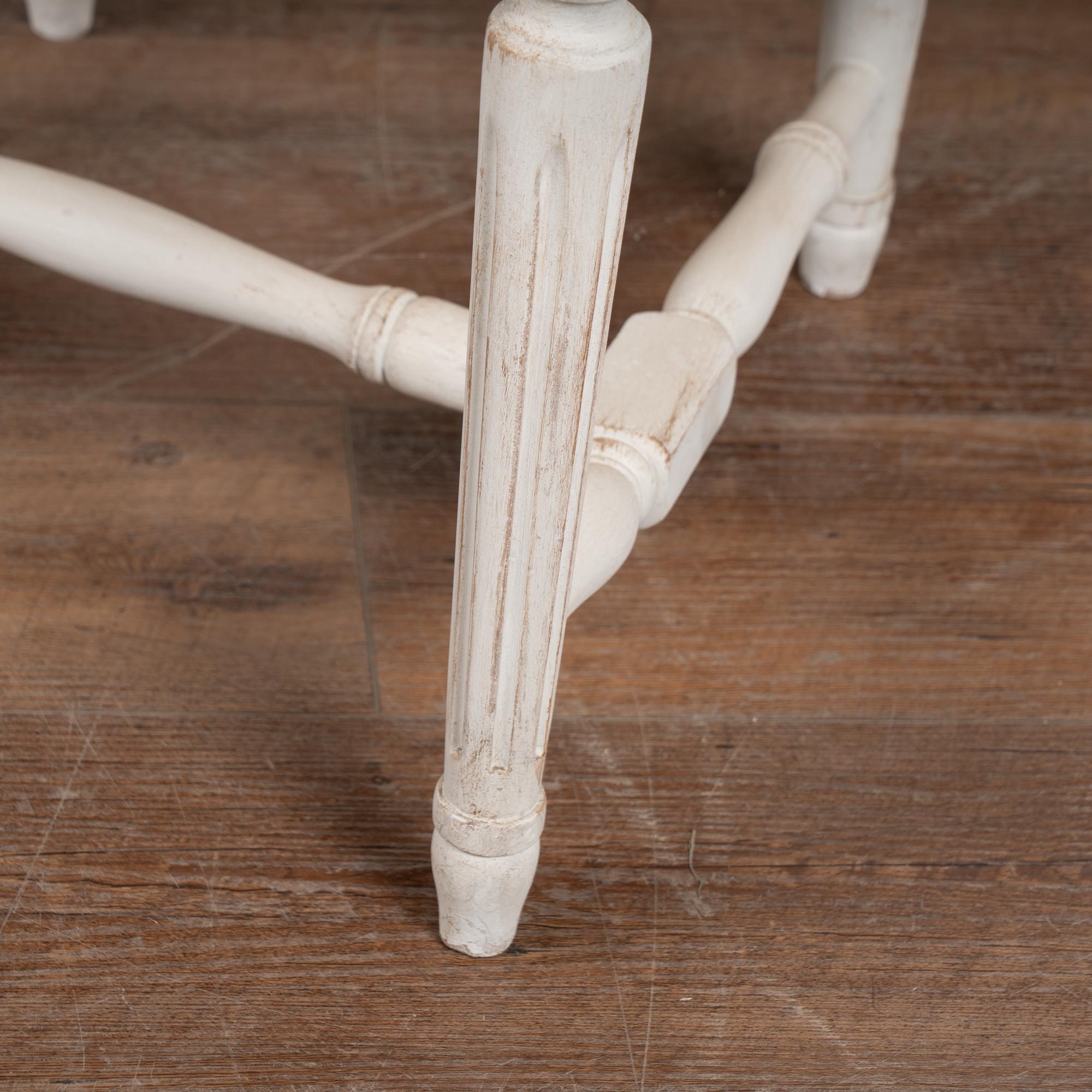 20th Century Set of 10 Swedish White Gustavian Style Dining Chairs For Sale 8