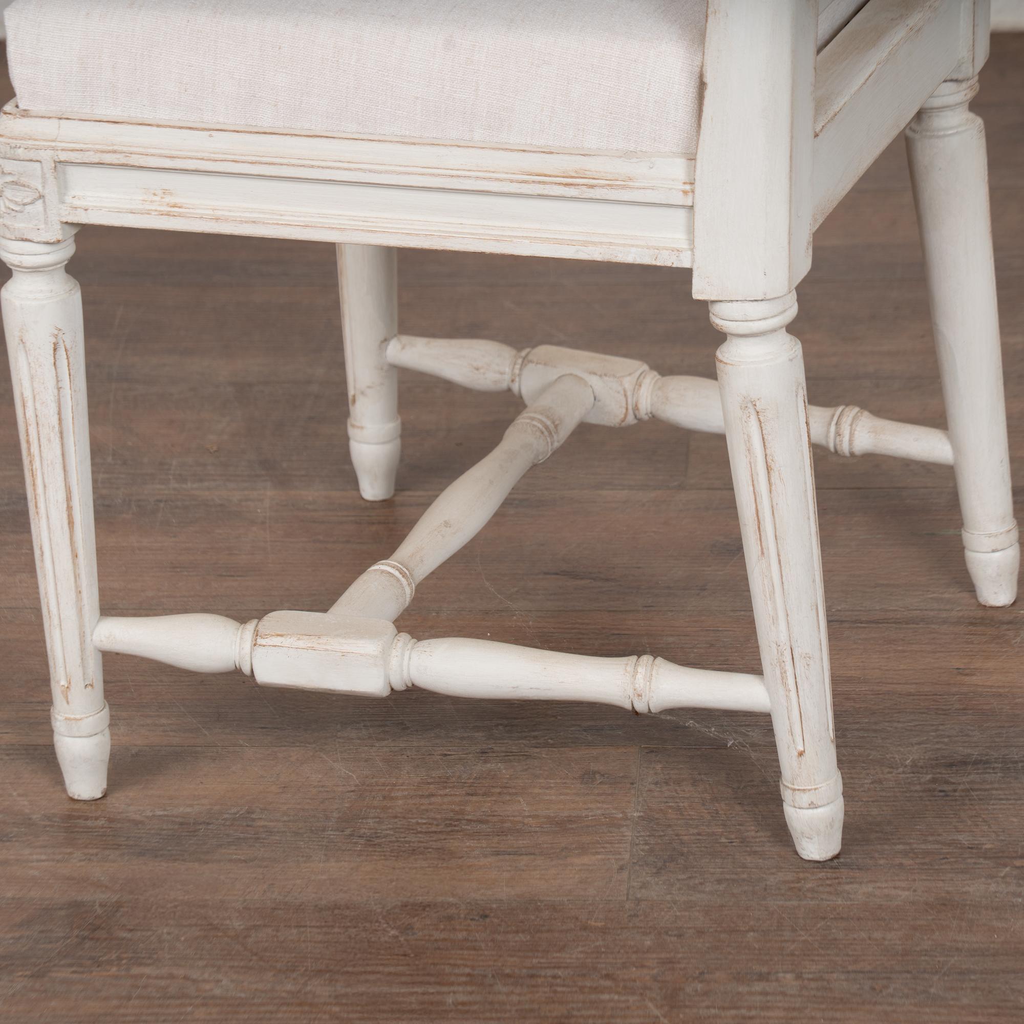 20th Century Set of 10 Swedish White Gustavian Style Dining Chairs For Sale 9