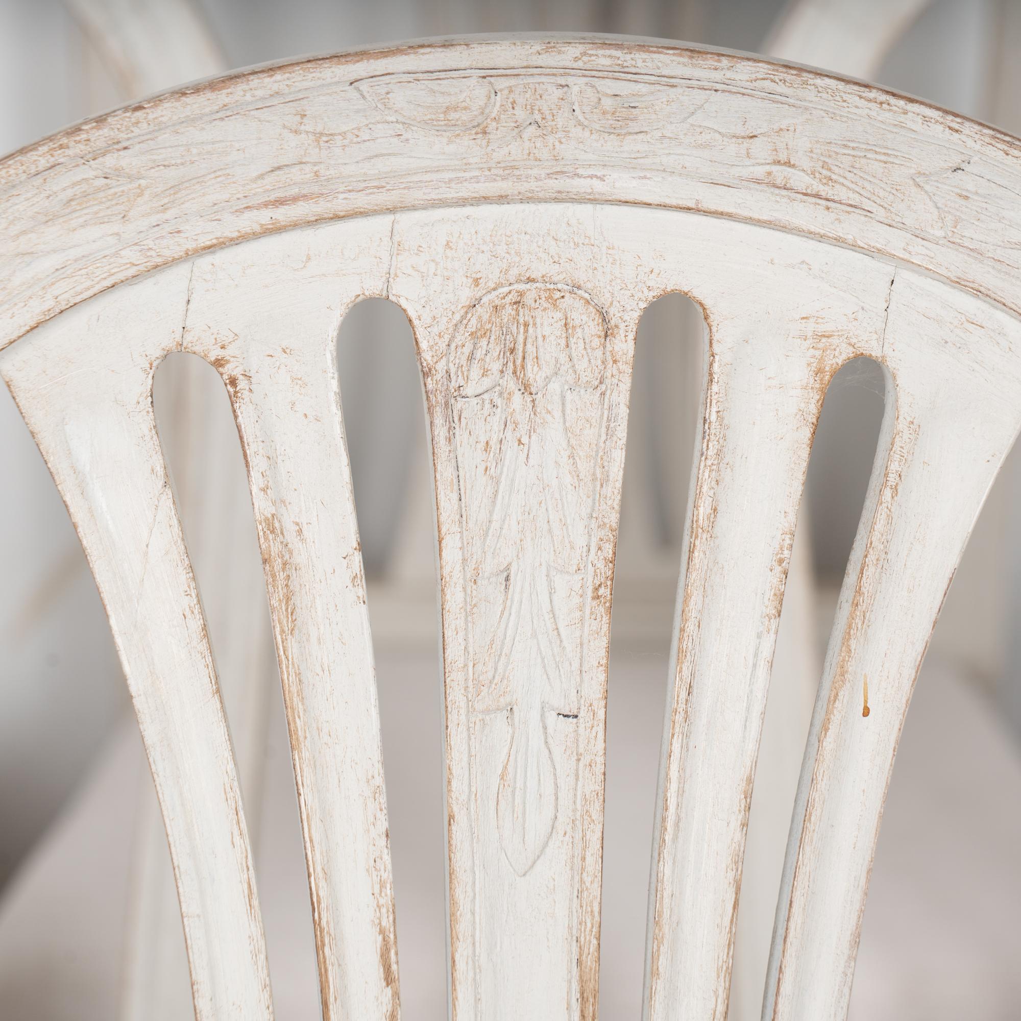 20th Century Set of 10 Swedish White Gustavian Style Dining Chairs For Sale 1