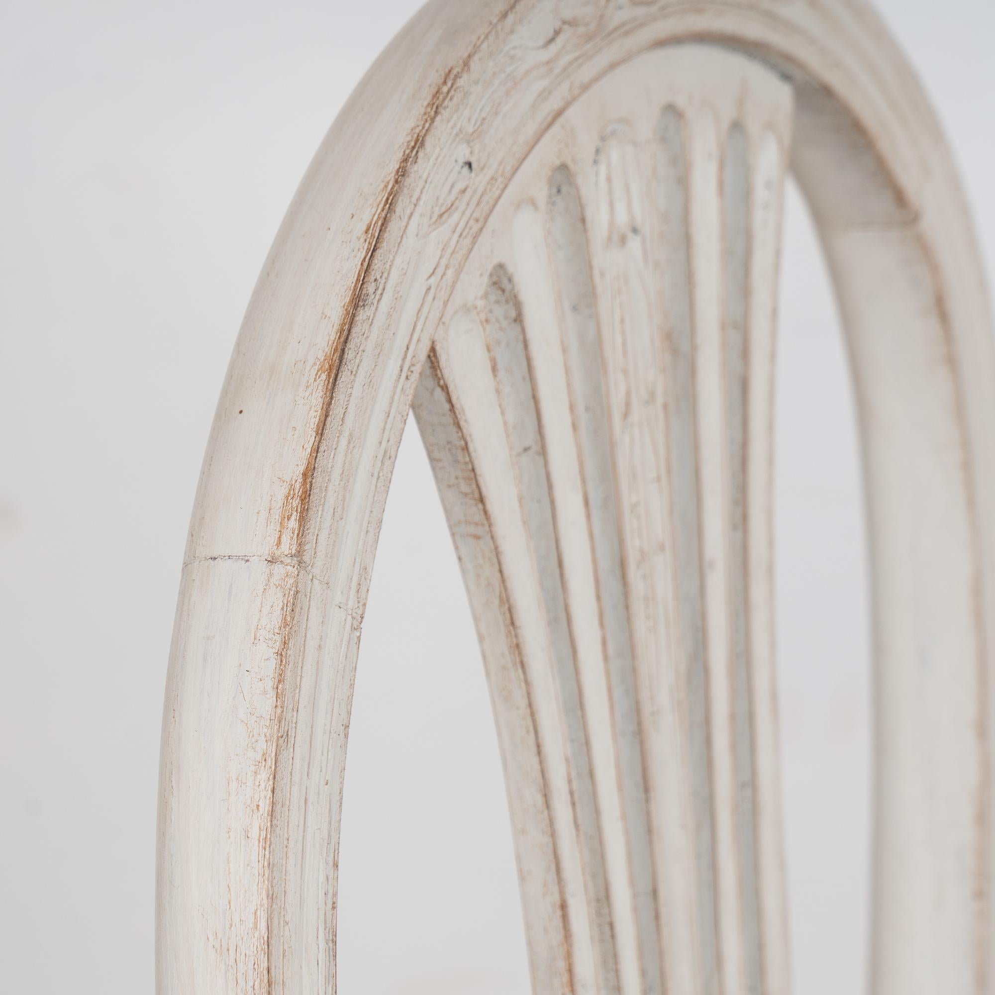 20th Century Set of 10 Swedish White Gustavian Style Dining Chairs For Sale 3