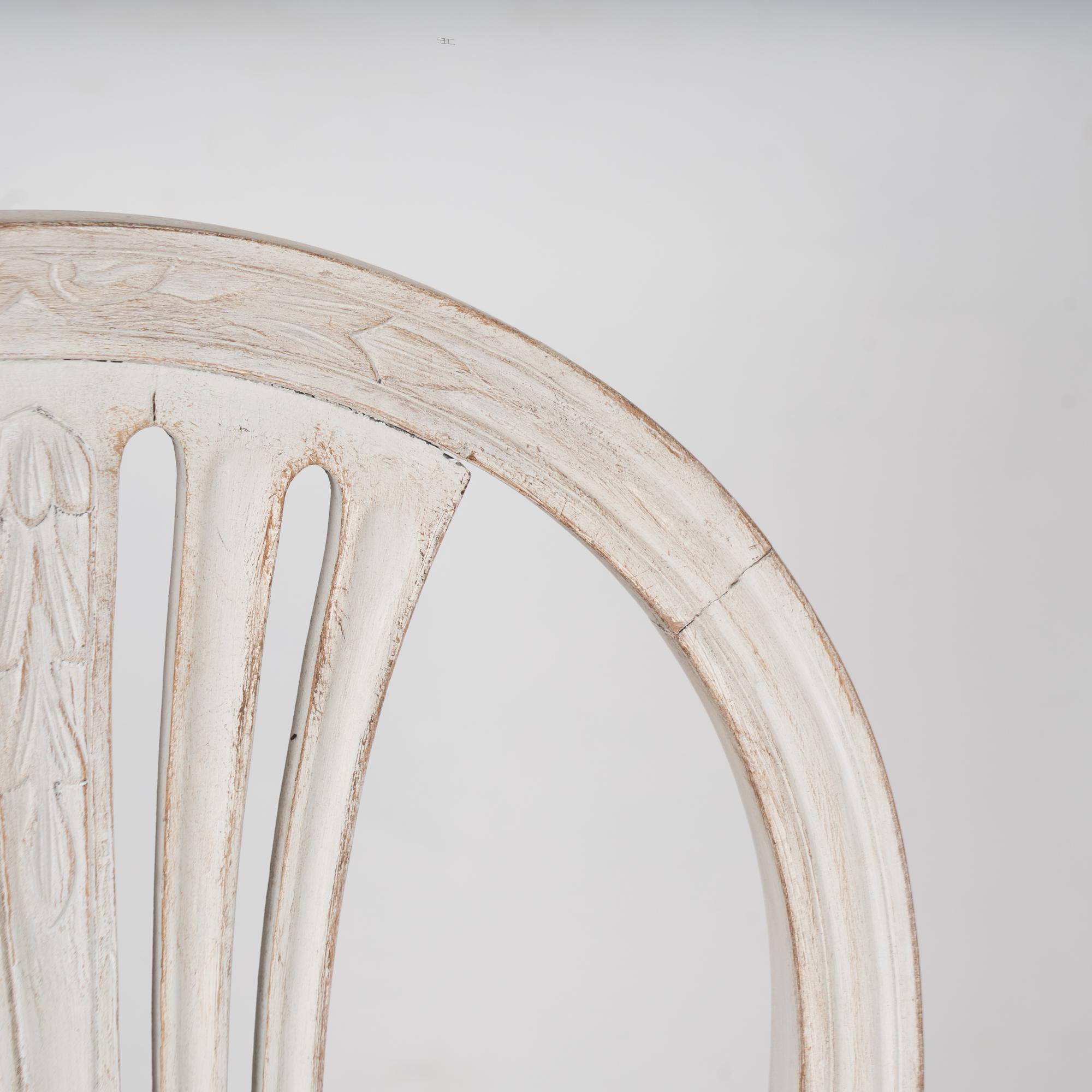 20th Century Set of 10 Swedish White Gustavian Style Dining Chairs For Sale 4