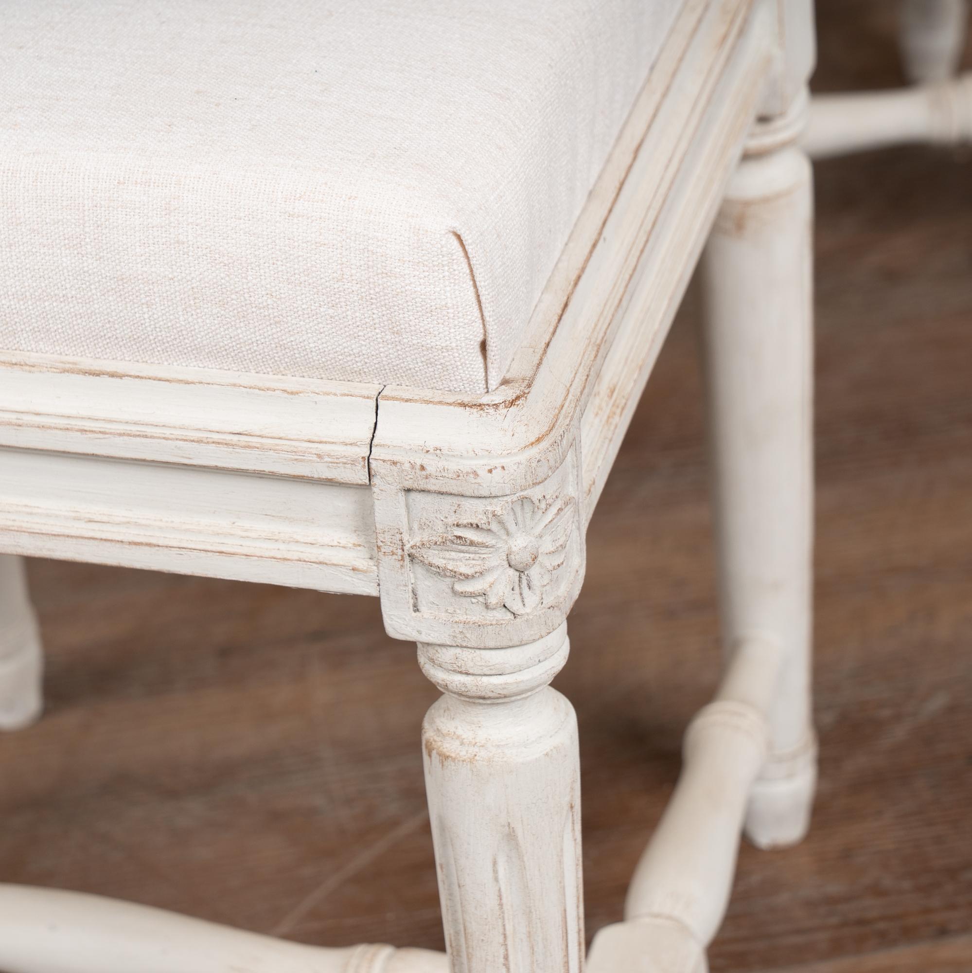 20th Century Set of 10 Swedish White Gustavian Style Dining Chairs For Sale 5