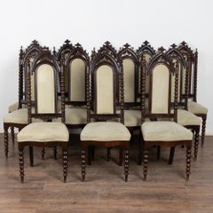 20th Century Set of 12 Gothic Oak Dining Chairs, Sweden
