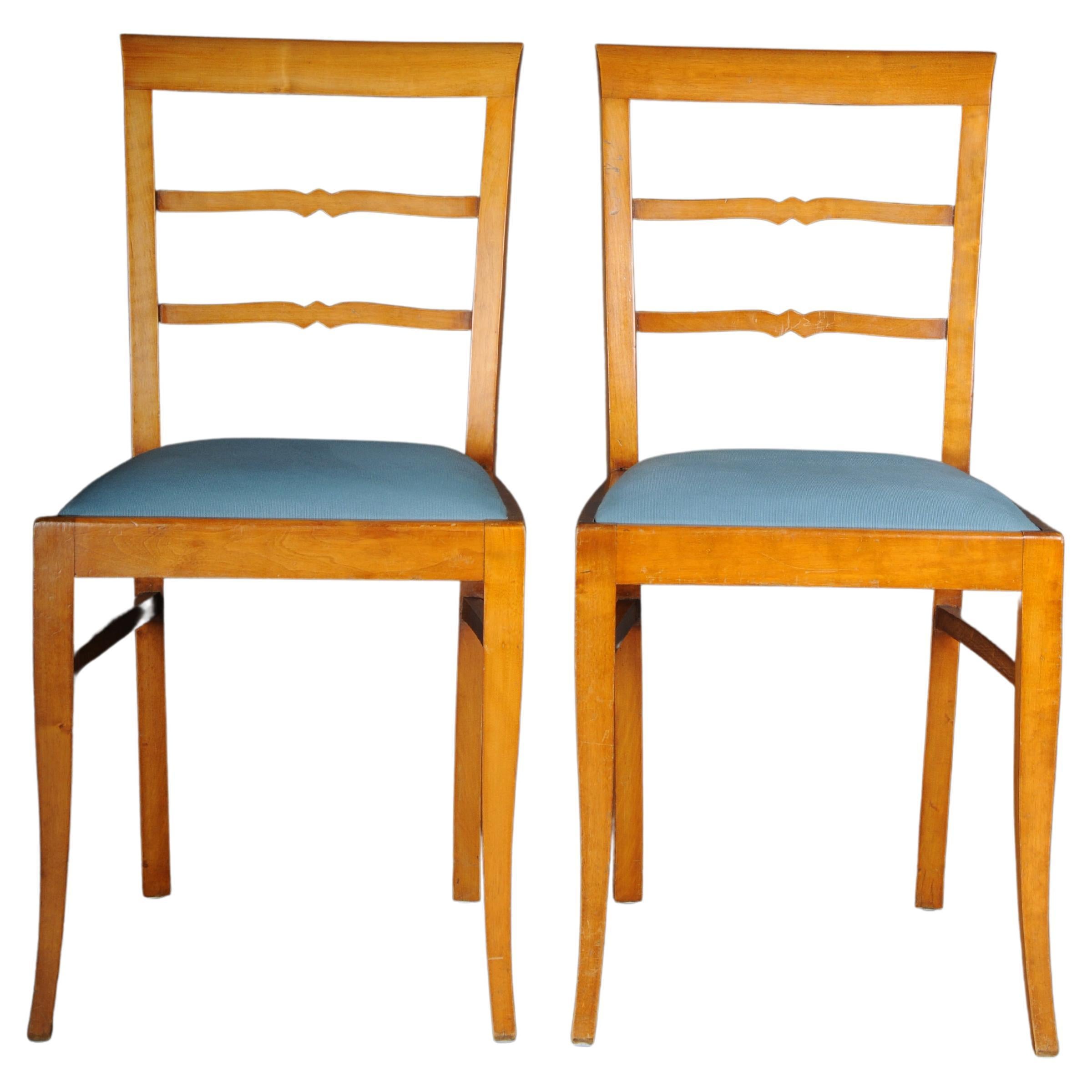 20th Century Set of 2 Biedermeier/Art Deco Chairs, birch For Sale