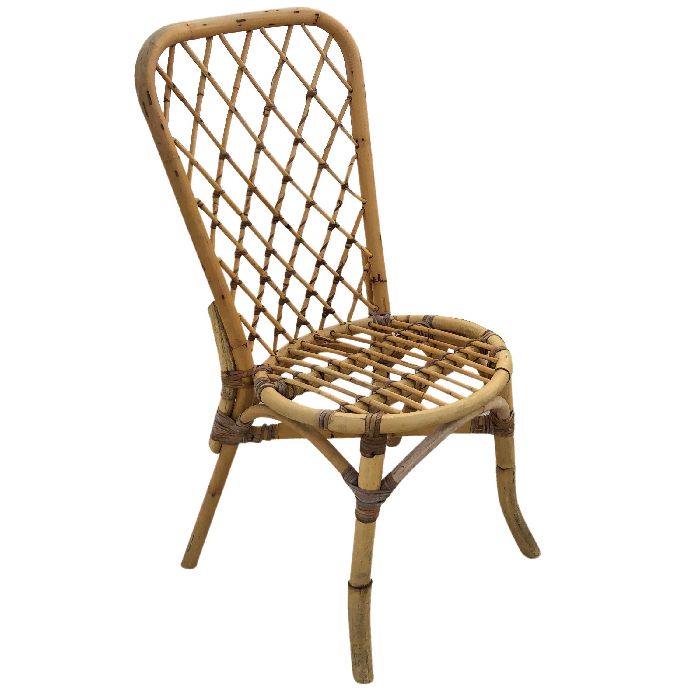 20th Century Set of Eight Rattan Bistro Chairs in the Style of Franco Albini In Good Condition In West Palm Beach, FL