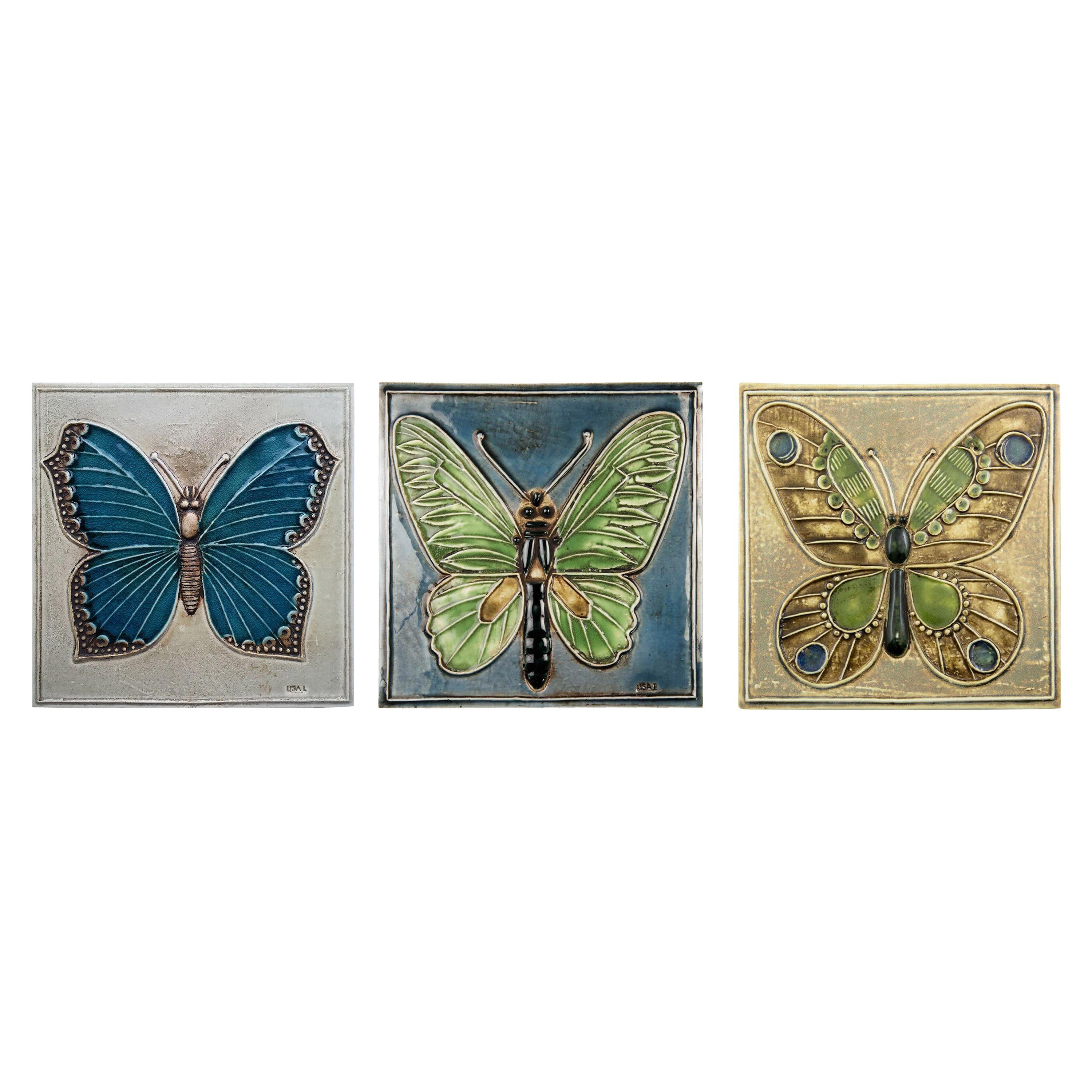 20th Century Set of 3 Authentic Ceramic Tiles Lisa Larson for Gustavson, 1970s For Sale