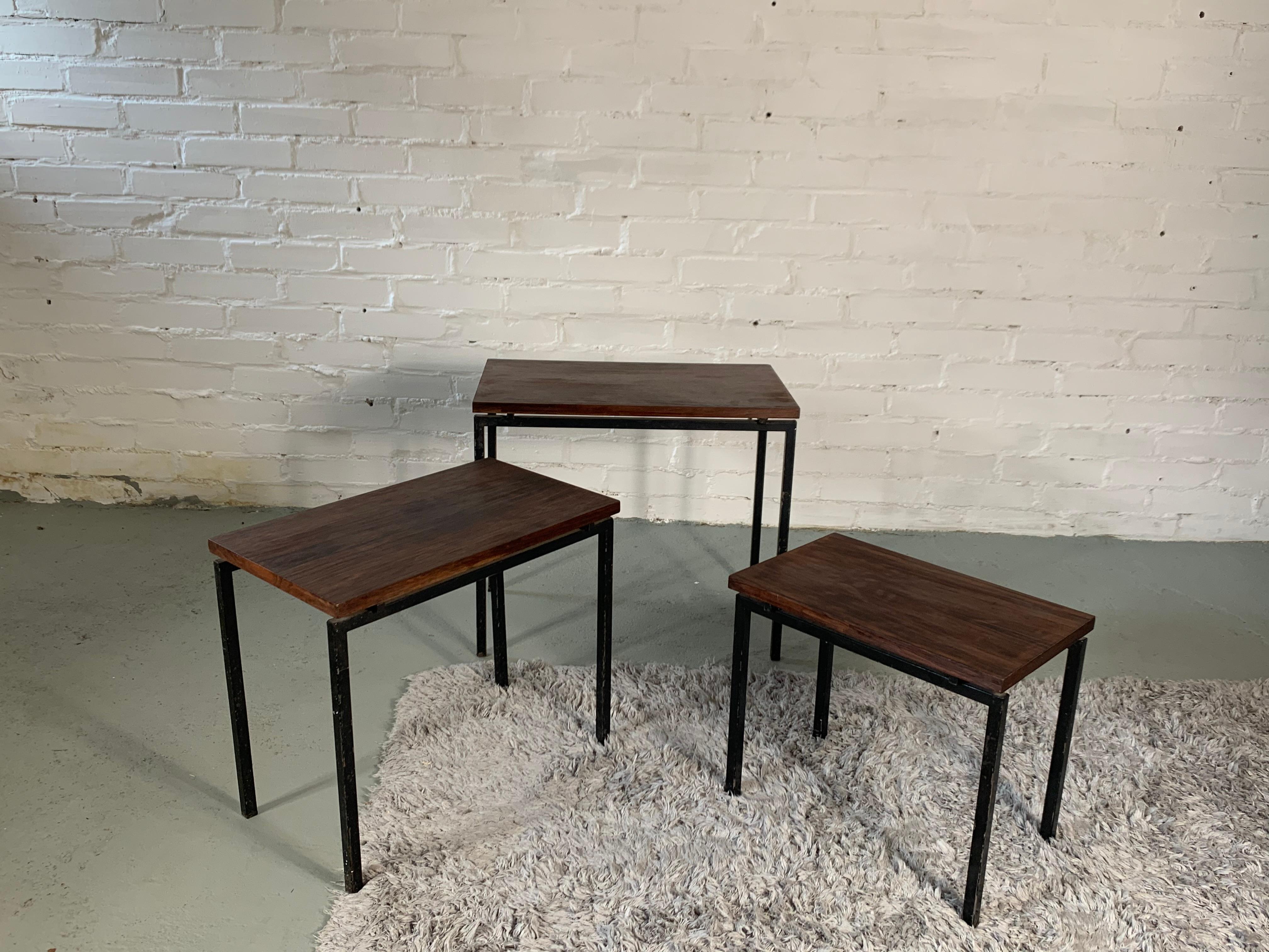20th Century Set of 3 Nesting Tables by Cees Braakman, 1960's 1