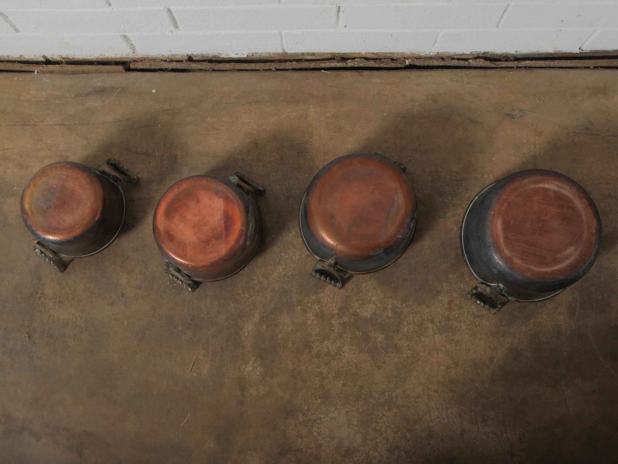 20th Century Set of 4 Copper Pots en venta 5