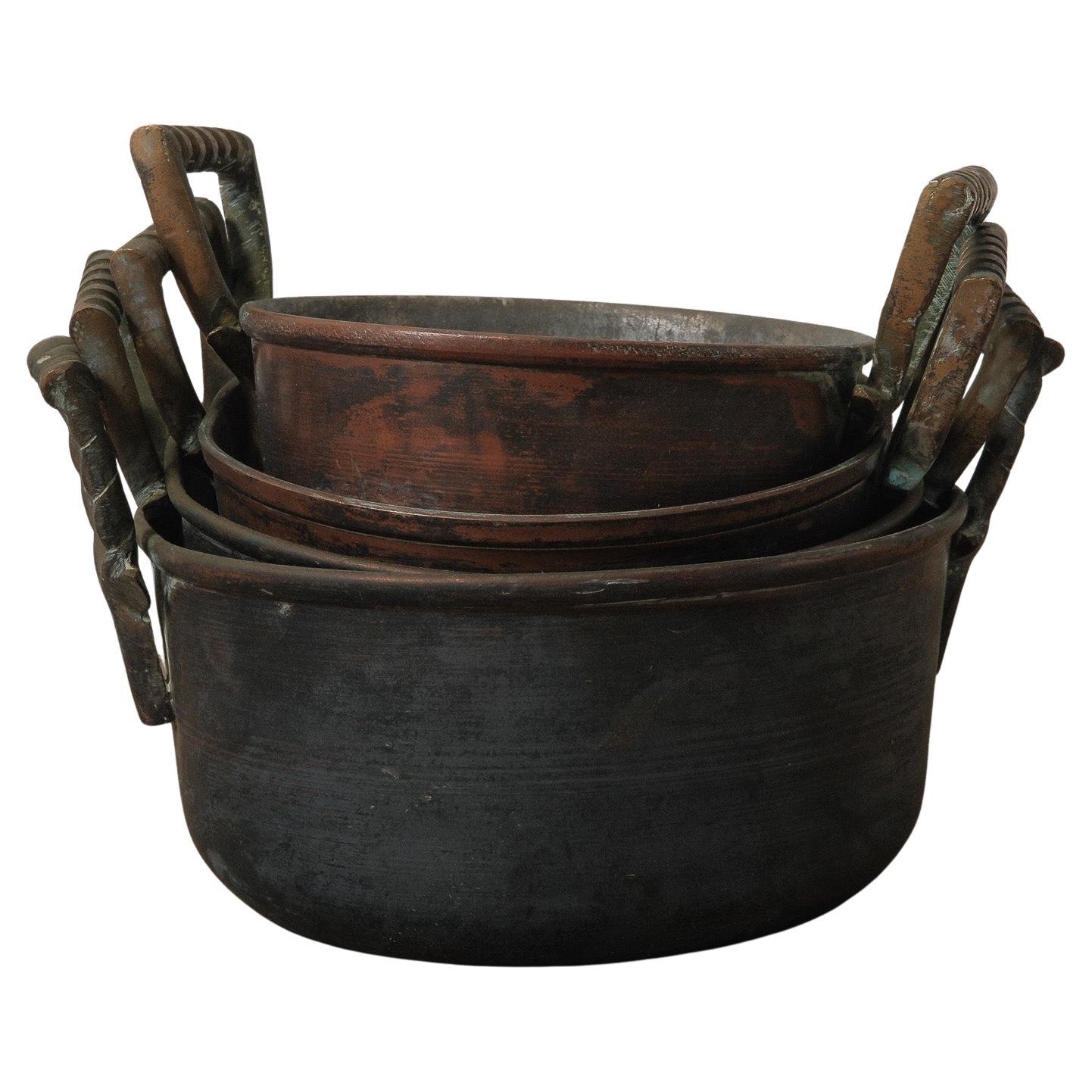 20th Century Set of 4 Copper Pots