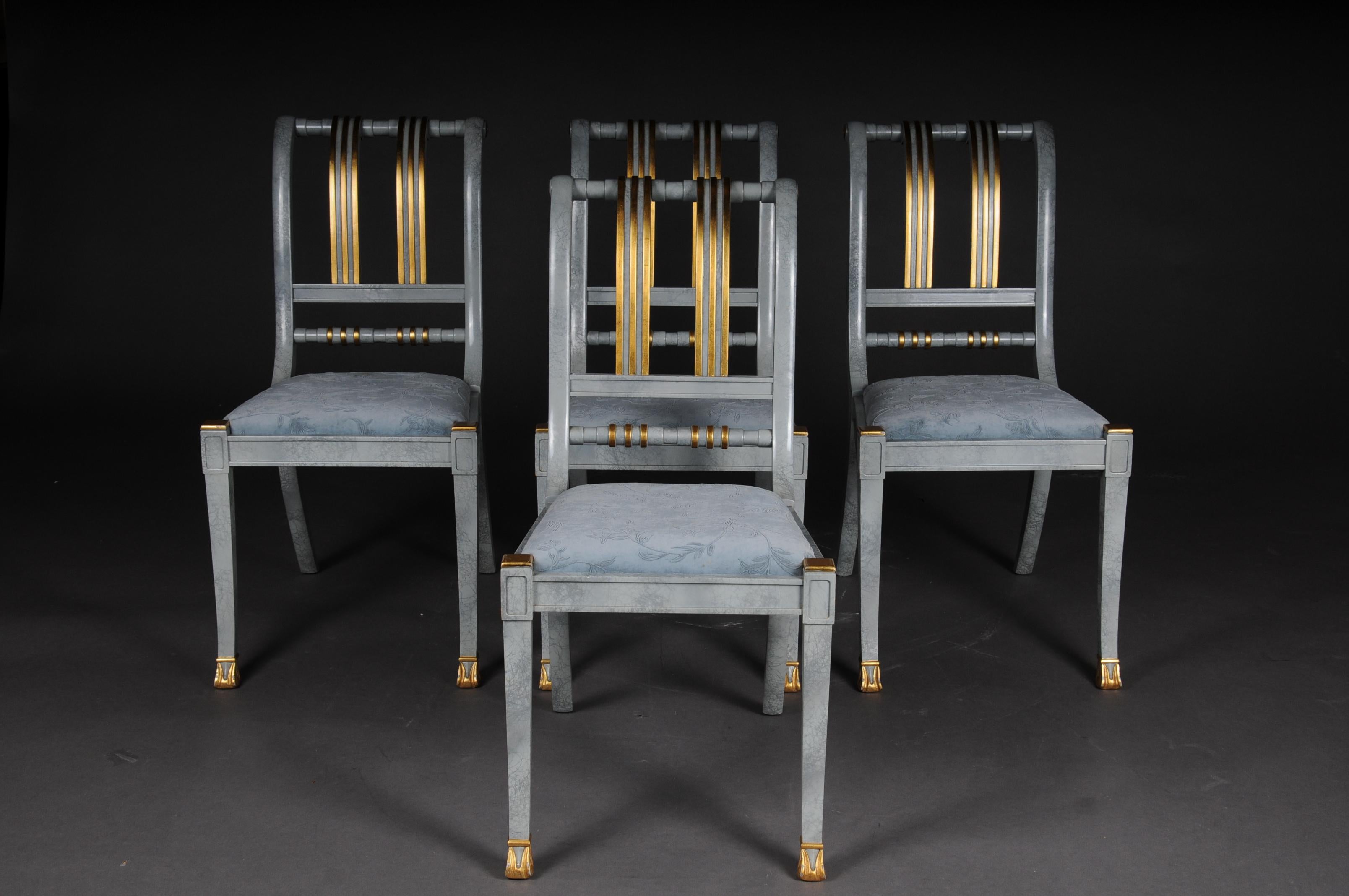 Gilt 20th Century Set of 4 Italian Designer Chairs, Wood For Sale