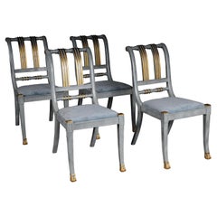 Vintage 20th Century Set of 4 Italian Designer Chairs, Wood