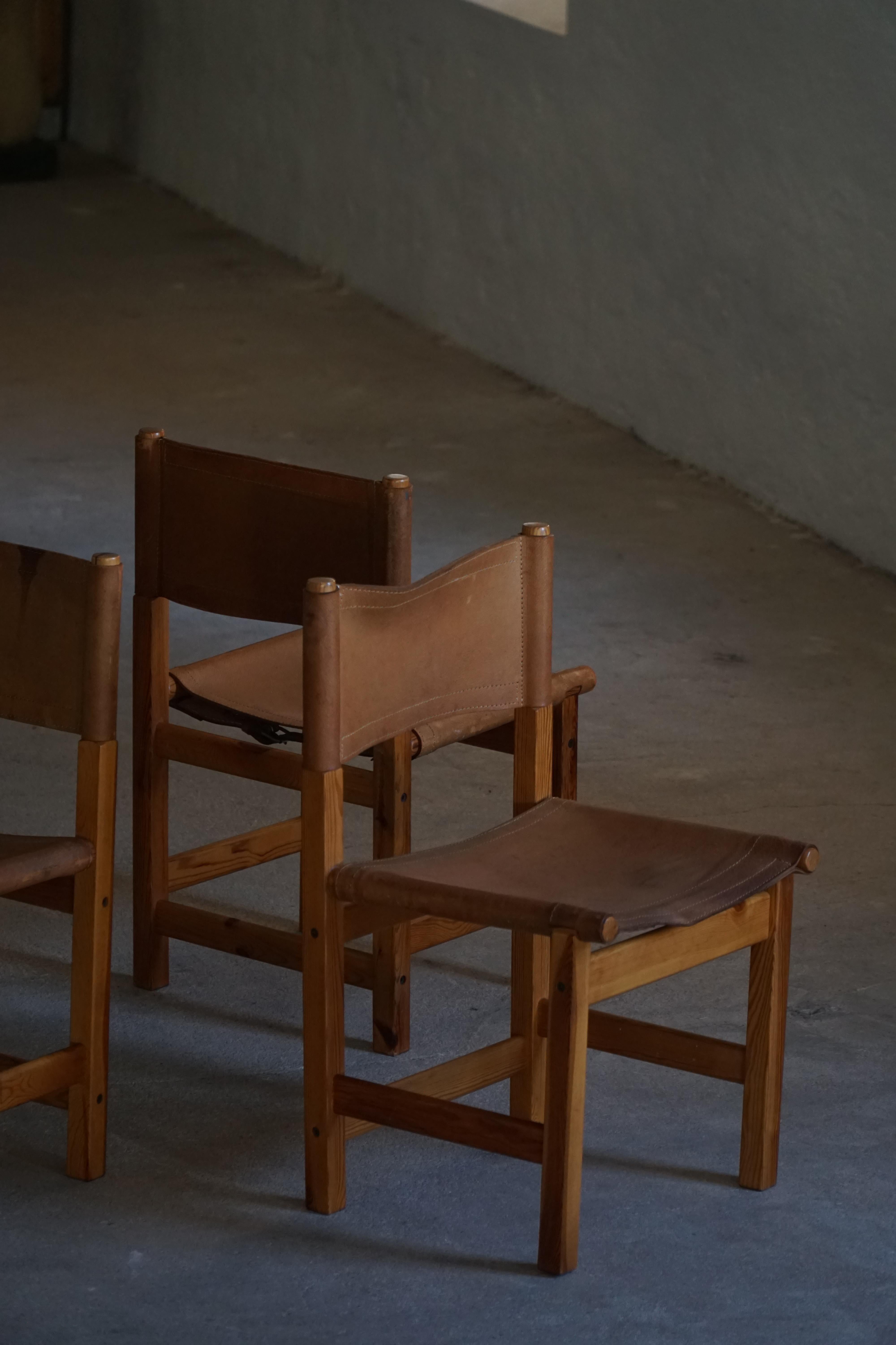 Cuir 20e siècle, Ensemble de 4 chaises de salle à manger 