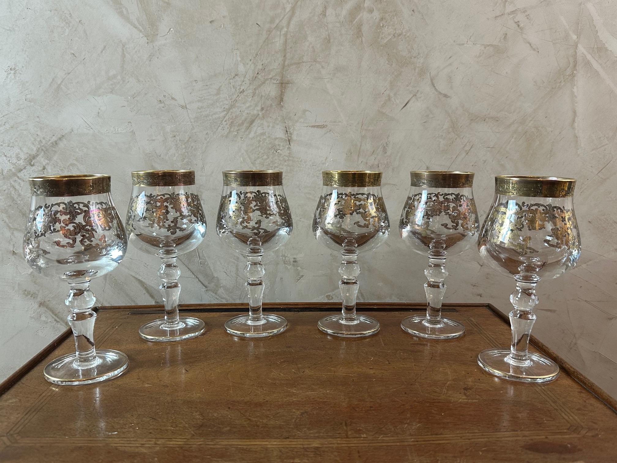 Set di 6 bicchieri da vino italiani in cristallo del XX secolo, anni '50 in vendita 5