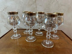 20th century Set of 6 Crystal Italian Wine Glasses, 1950s