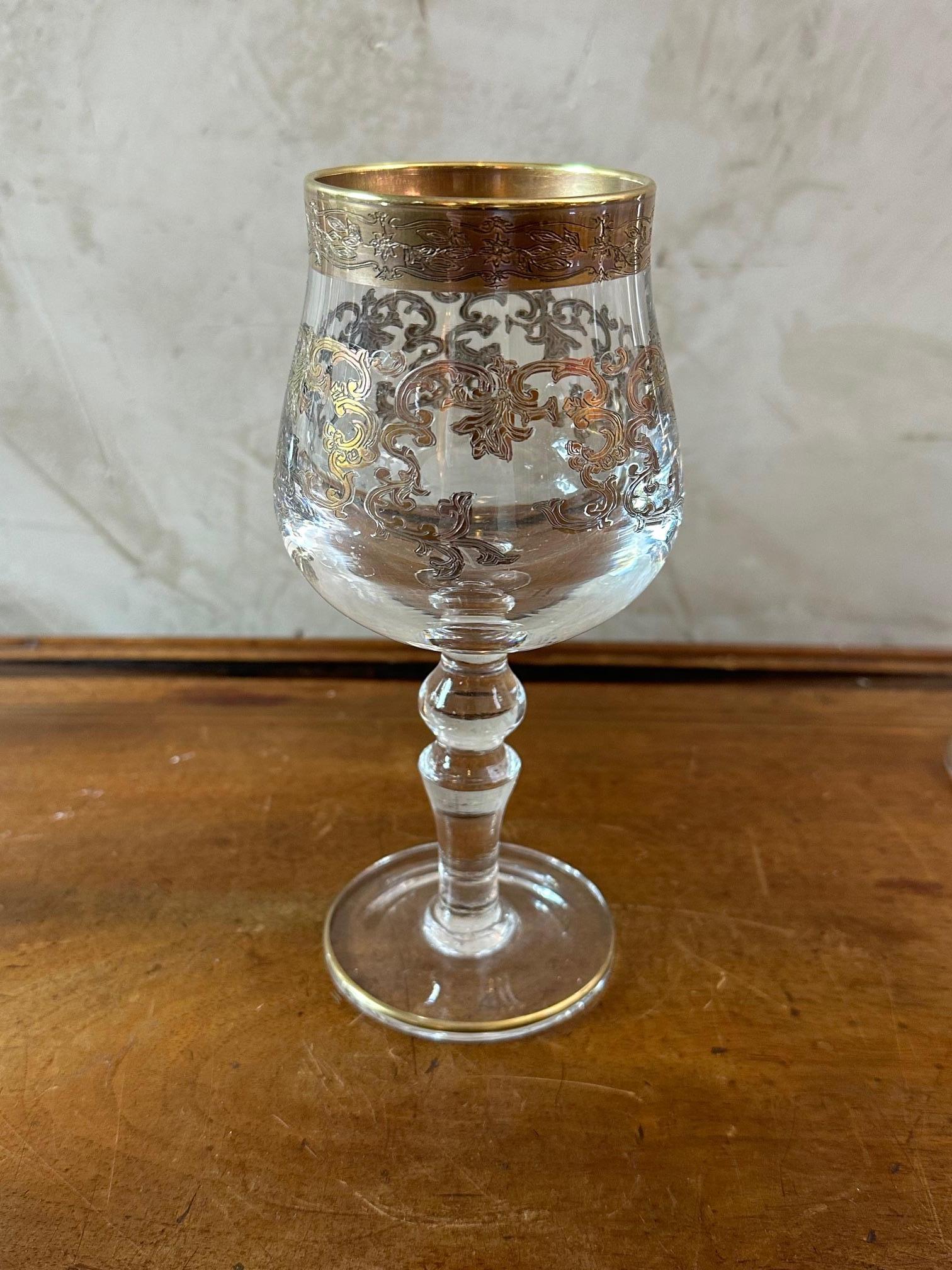 Set di 6 bicchieri da vino italiani in cristallo del XX secolo, anni '50 In condizioni buone in vendita a LEGNY, FR