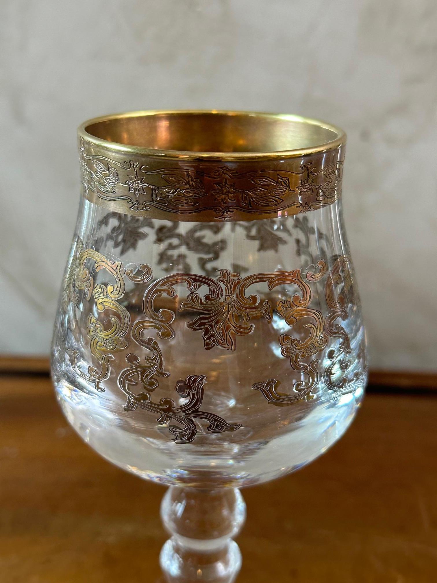Cristallo Set di 6 bicchieri da vino italiani in cristallo del XX secolo, anni '50 in vendita