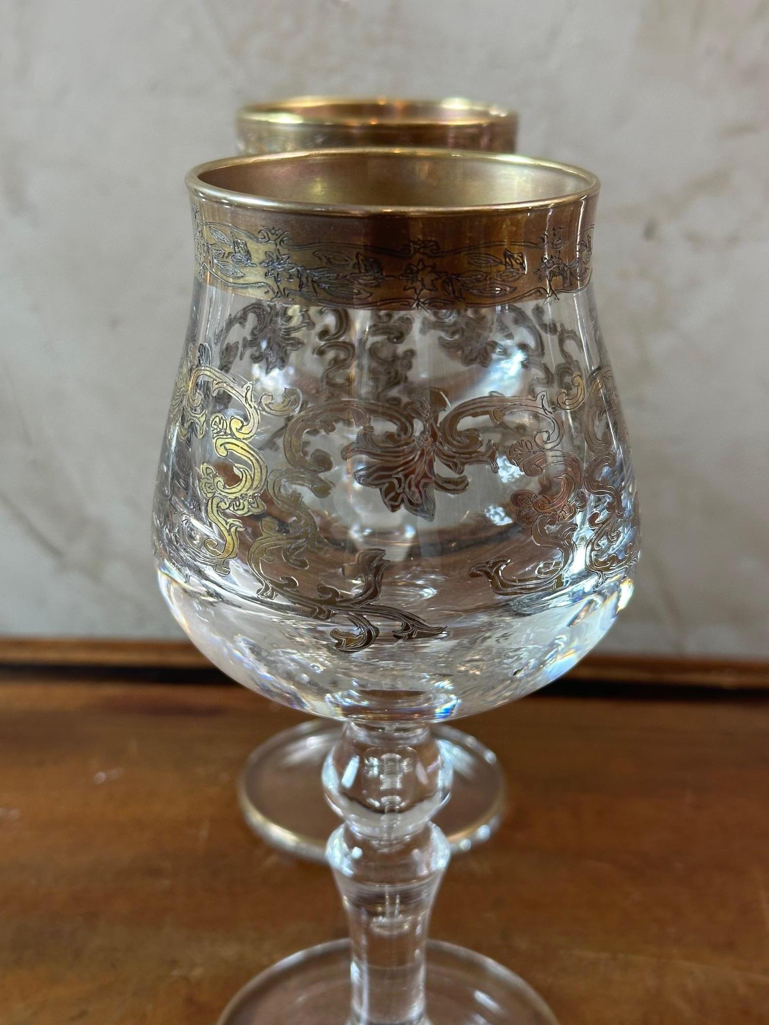 Set di 6 bicchieri da vino italiani in cristallo del XX secolo, anni '50 in vendita 3