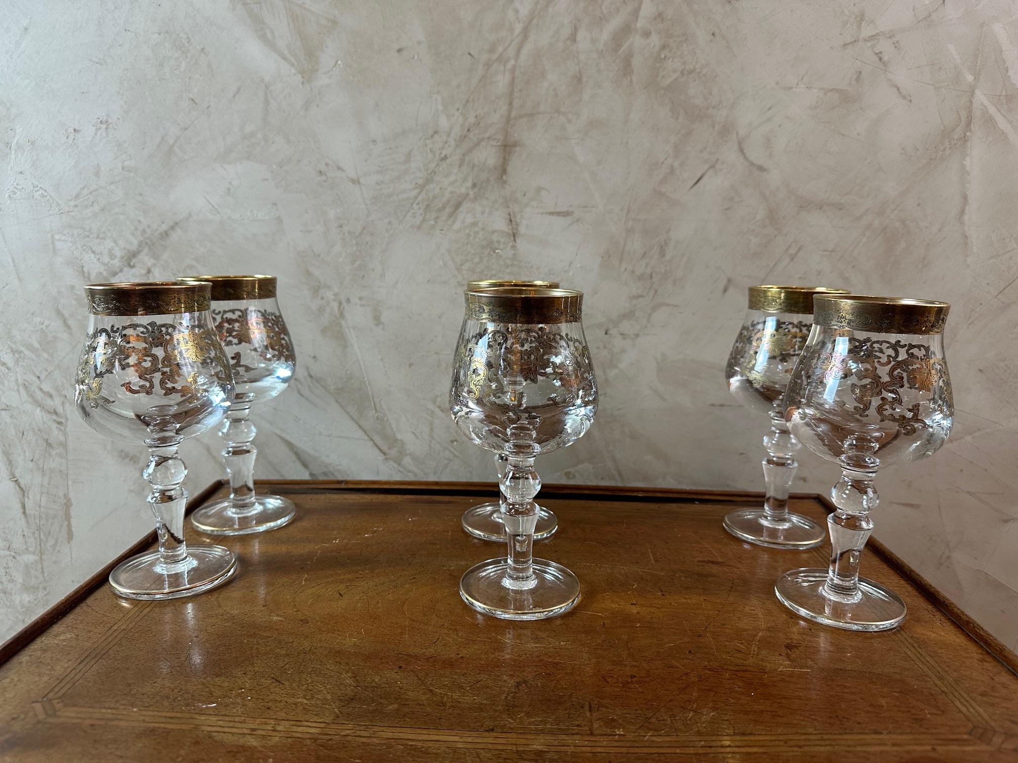 Set di 6 bicchieri da vino italiani in cristallo del XX secolo, anni '50 in vendita 4