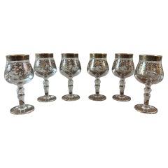 Juego de 6 copas de vino italianas de cristal, S. XX, Años 50