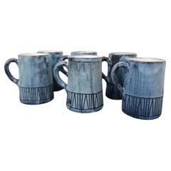 Retro 20th Century Set of 6 Jacques Pouchain Mugs for Dieulefit Workshop 1950