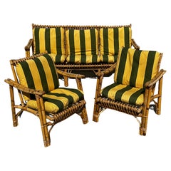 20th Century Set of Bamboo Sofa and 2 Armchairs, Italy, 1960