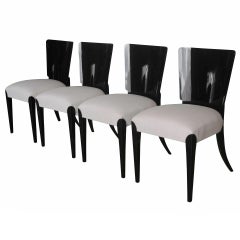 20th Century Czech Set of Four Ebonized Art Deco Chairs by Jindrich Halaba