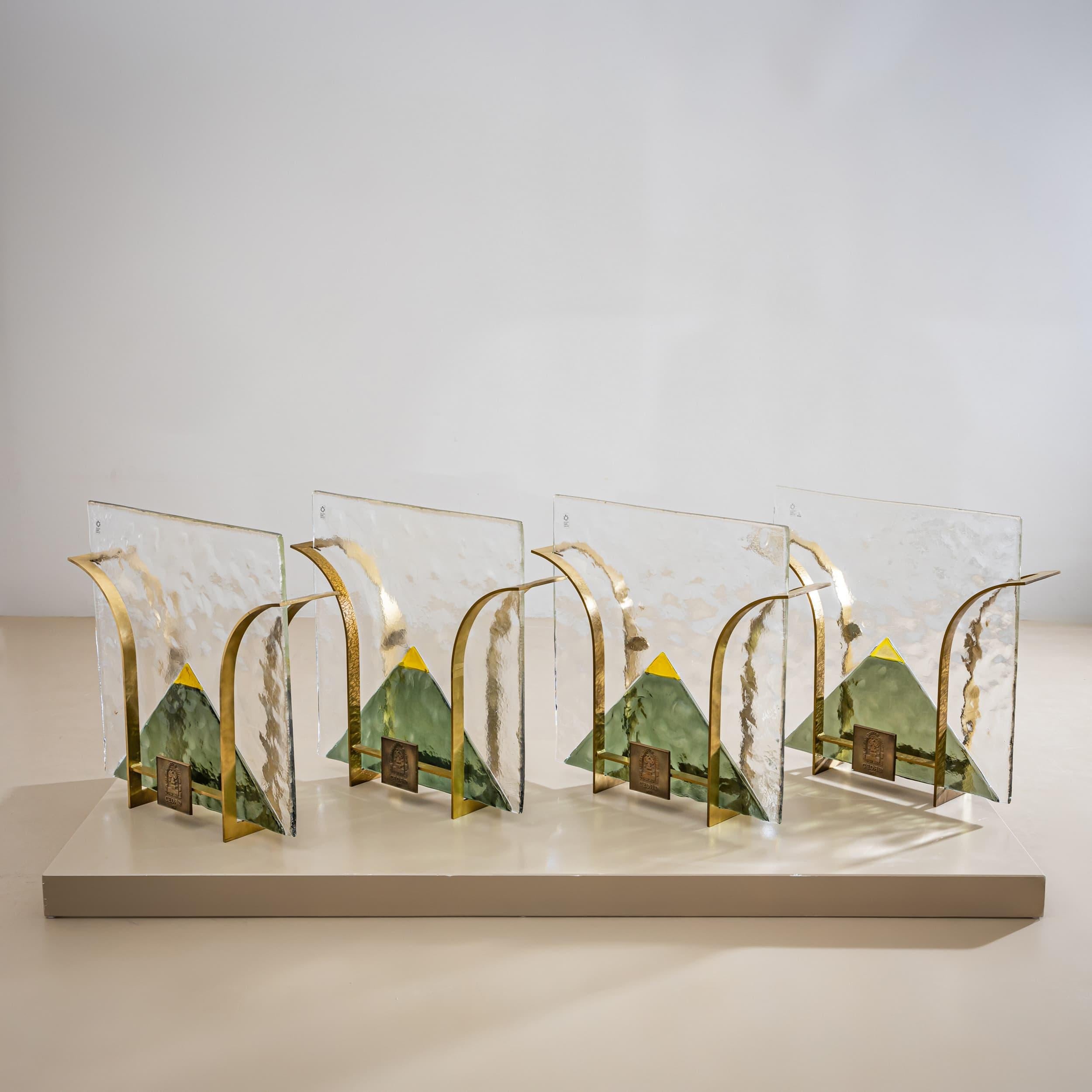 Metallo Set di quattro lampade da parete di Murano del XX secolo di Leucos, Italia in vendita