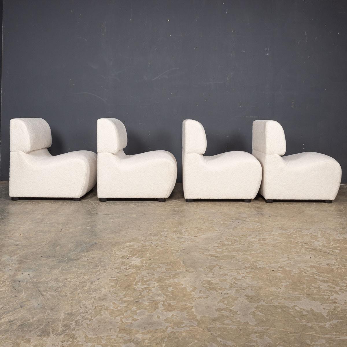 20th Century Set Of Four Seats In Cream Boucle, c.1980 For Sale 1