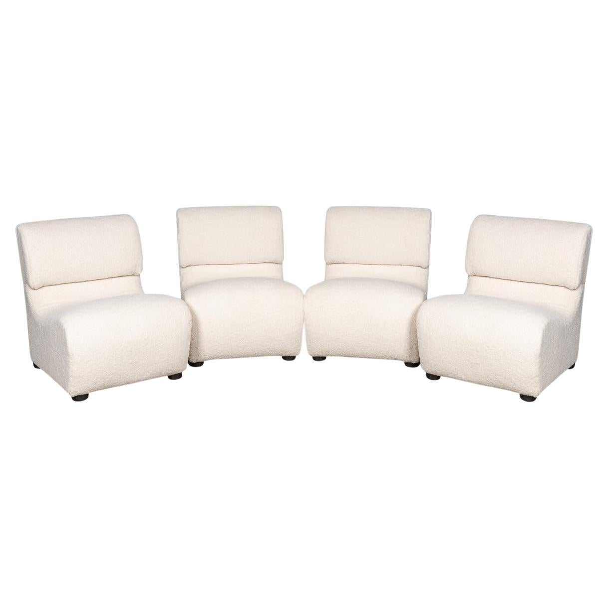 20th Century Set Of Four Seats In Cream Boucle, c.1980 For Sale
