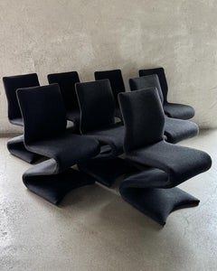 20th Century set of Iconic Z Dining Chairs Newly Upholstered in Grey Flannel (8)