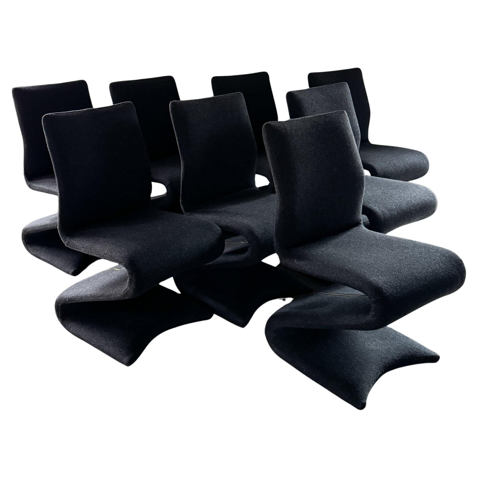 20th Century set of Iconic Z Dining Chairs Newly Upholstered in Grey Flannel (8)