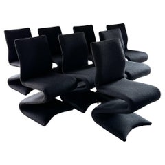 20th Century set of Iconic Z Dining Chairs Newly Upholstered in Grey Flannel (8)