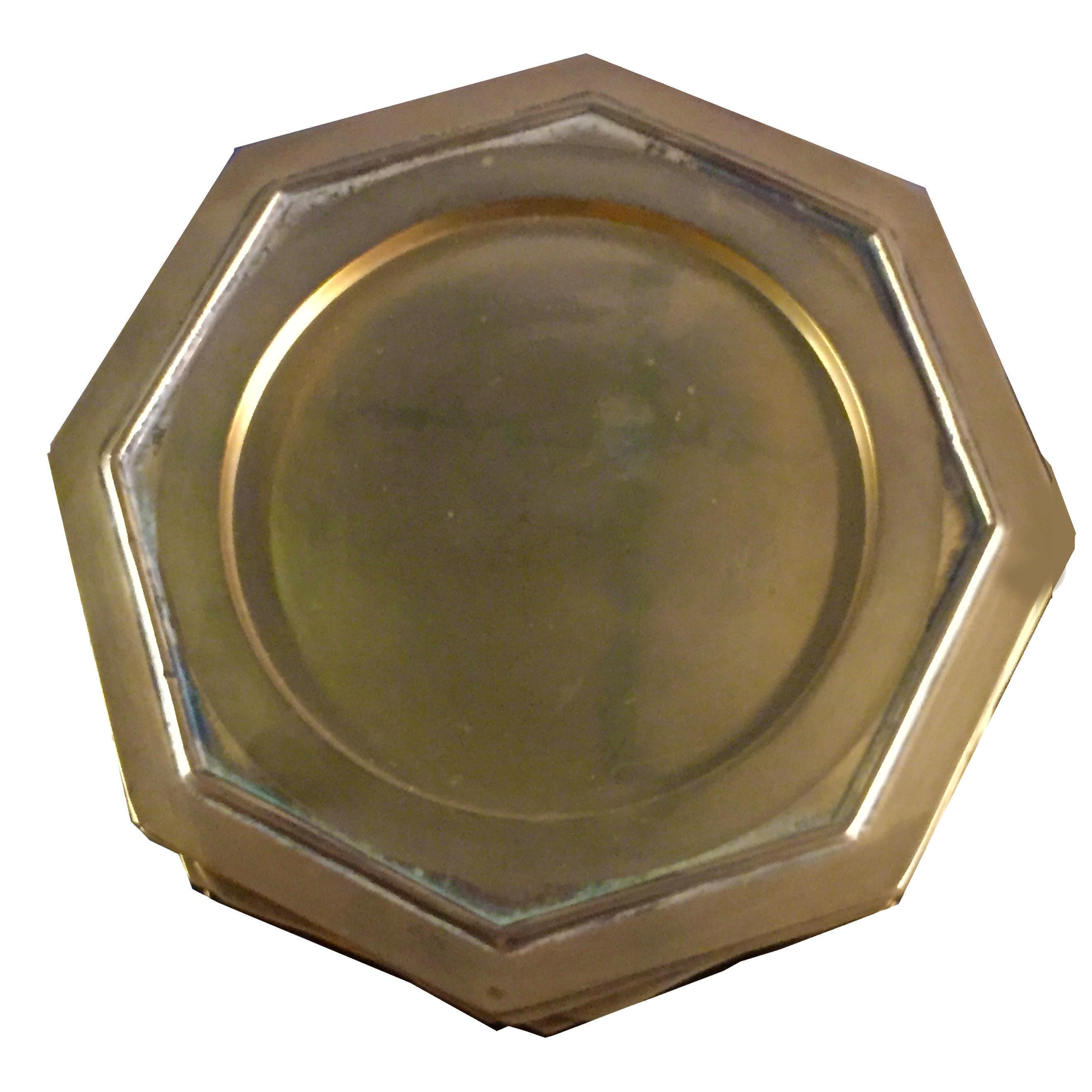 20th Century Set of Italian Brass Charger Plates For Sale