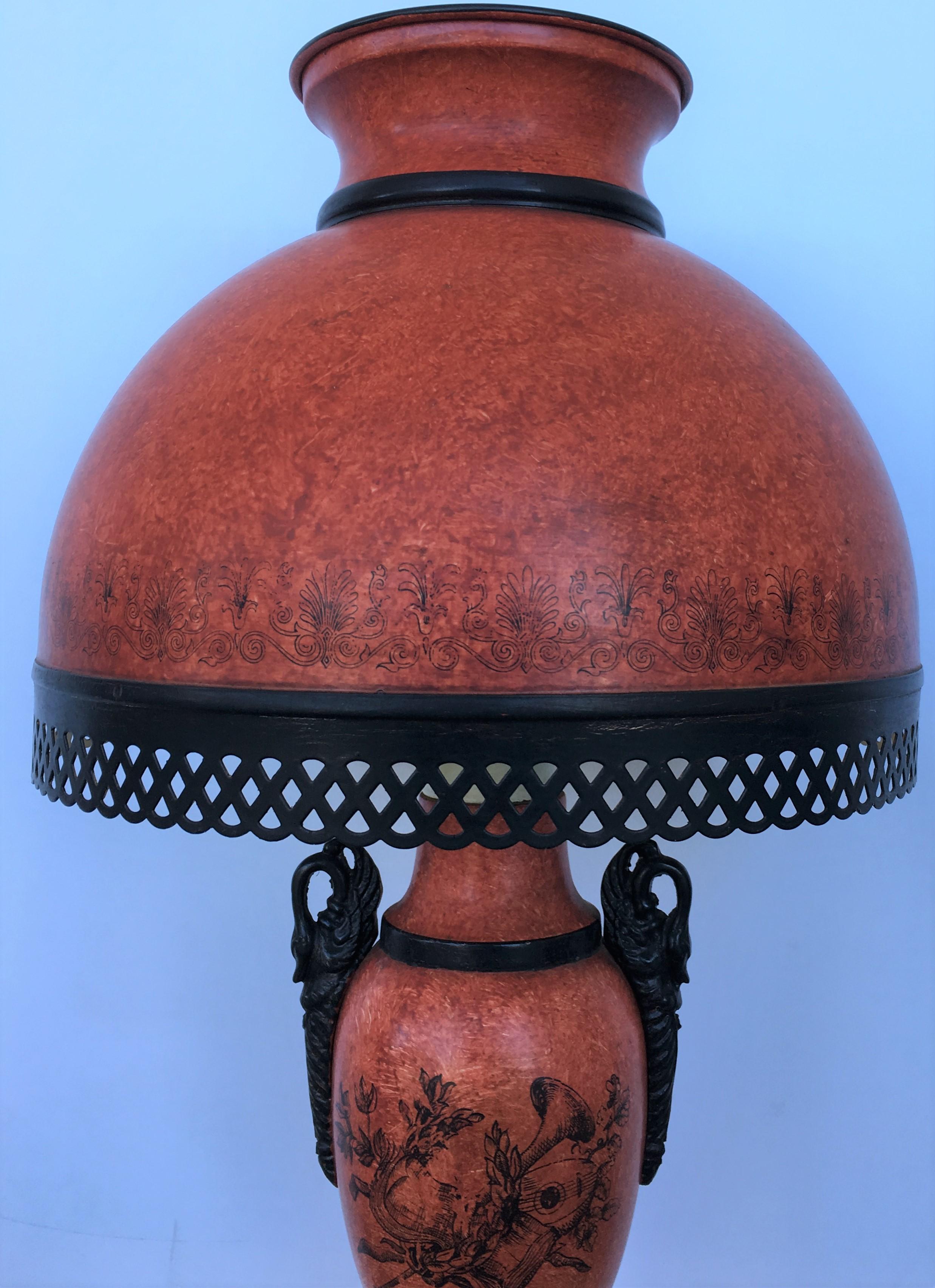 Set von sieben roten Sang-de-Boeuf-Tischlampen mit Ornamentmotiven aus dem 20. Jahrhundert 1