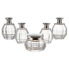 20th Century Set of Silver Art Deco Perfume Bottles France Circa 1920