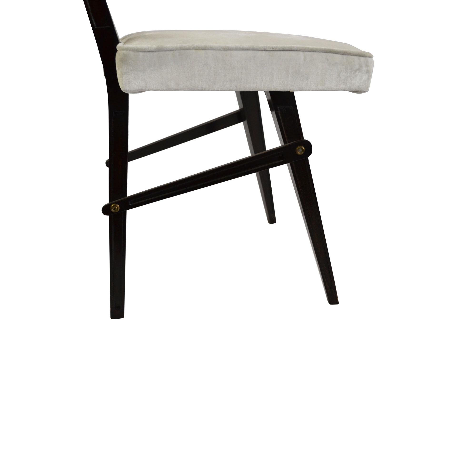 Mid-20th Century 20th Century Set of Six Chairs in the Style of Turin School in Wood and Velvet