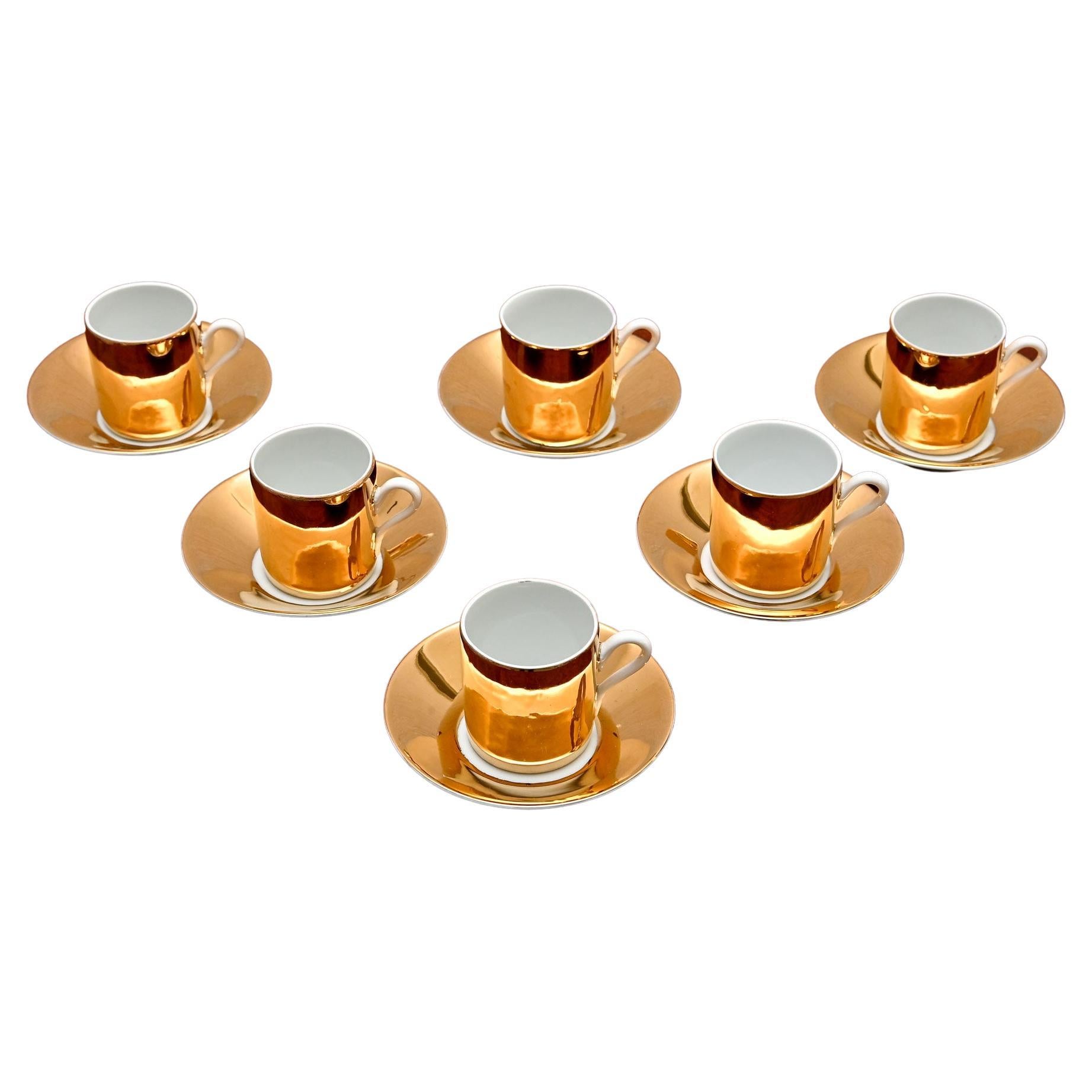 20th Century Set of Six Espresso Cups and Saucers Piero Fornasetti 1960