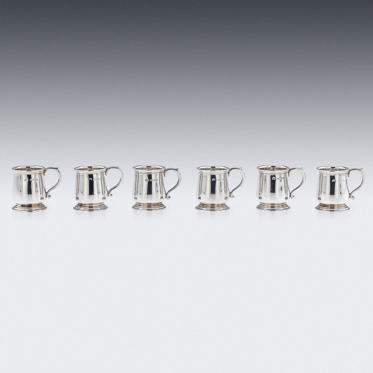 Early 20th Century 20th Century Set Of Six Solid Silver 'Tankard' Shot Cups, Adie Bros c.1926 For Sale