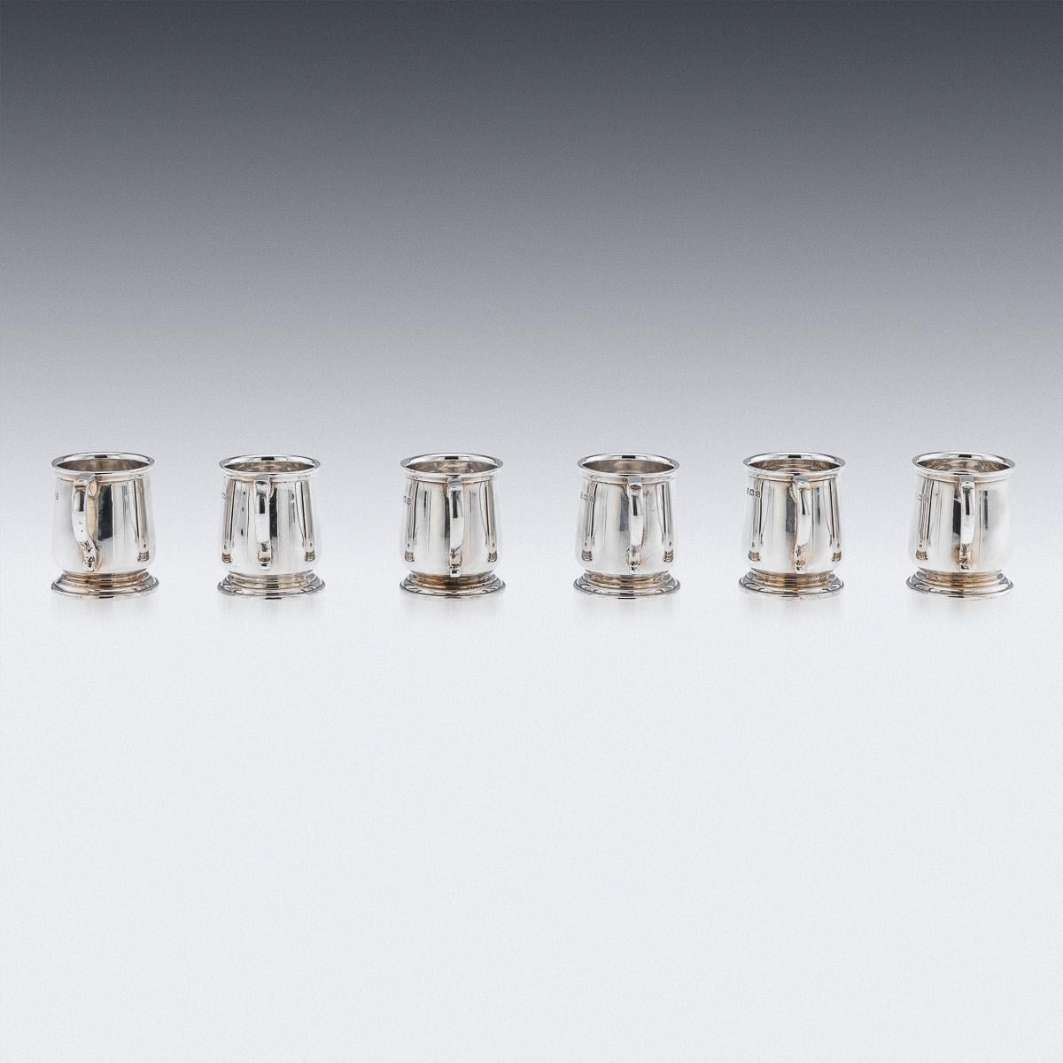 20th Century Set Of Six Solid Silver 'Tankard' Shot Cups, Adie Bros c.1926 For Sale 1