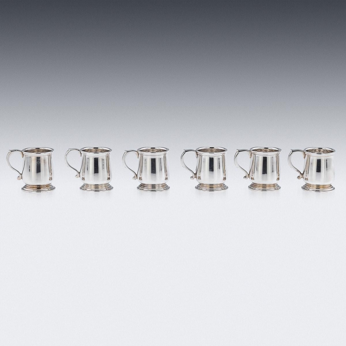20th Century Set Of Six Solid Silver 'Tankard' Shot Cups, Adie Bros c.1926 For Sale 2