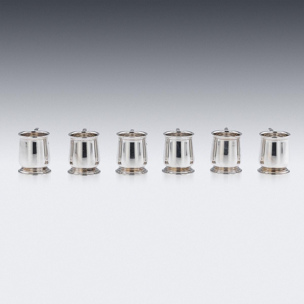20th Century Set Of Six Solid Silver 'Tankard' Shot Cups, Adie Bros c.1926 For Sale 3