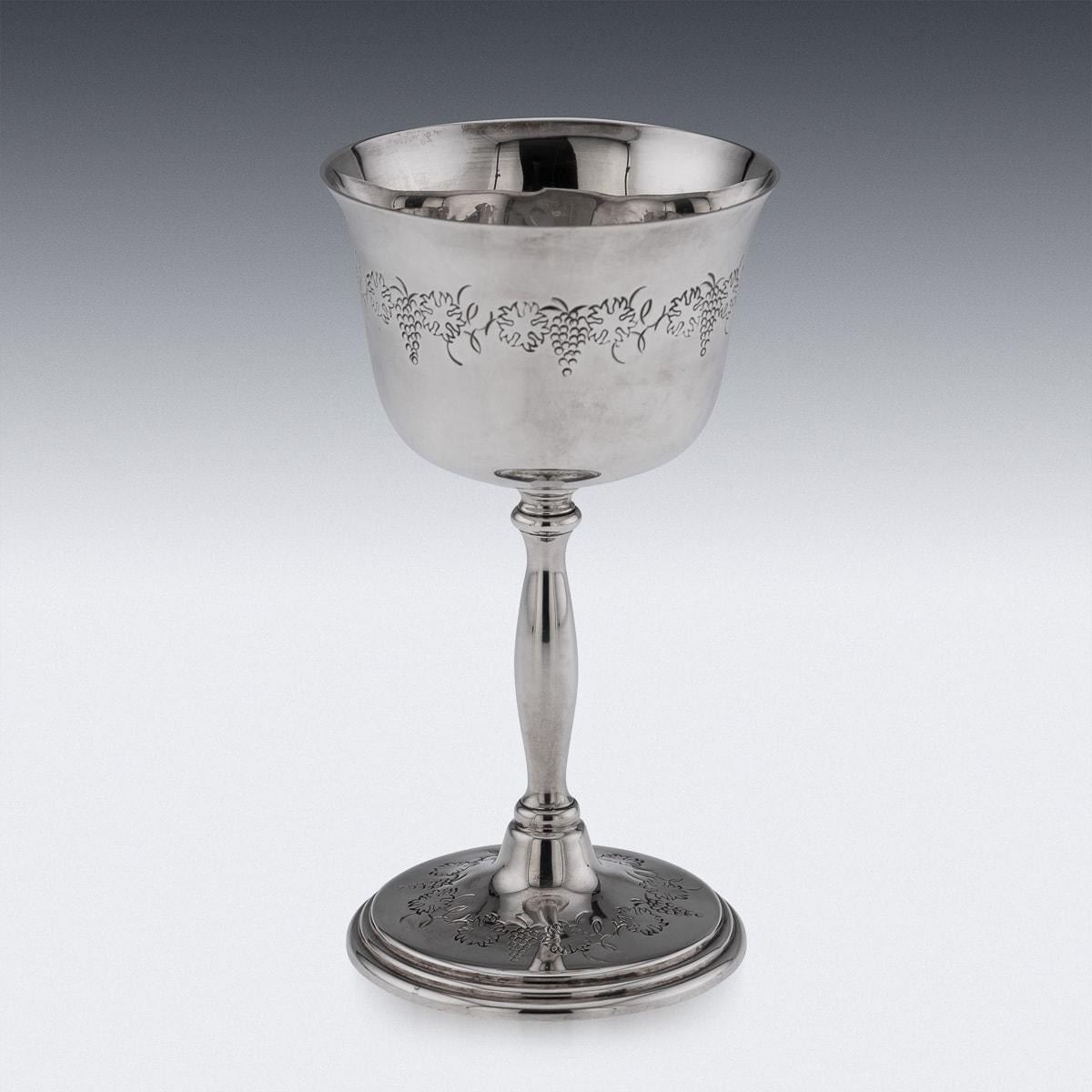 British 20th Century Set Of Six Solid Silver Wine Goblets By Cavalier, England c.1970s For Sale