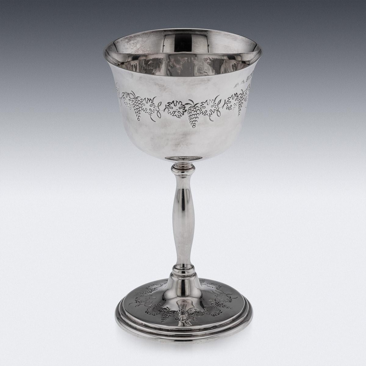 20th Century Set Of Six Solid Silver Wine Goblets By Cavalier, England c.1970s In Good Condition For Sale In Royal Tunbridge Wells, Kent